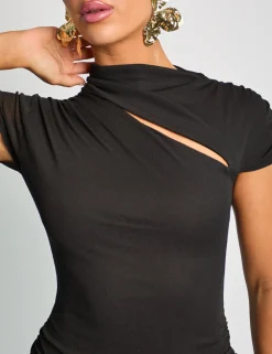 Shop Slit Detail Cap Sleeve Mini Dress Dresses
