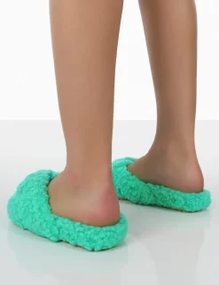Best Sale Slumber Teddy Cross Over Strap Slippers Flats