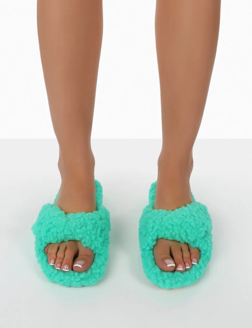 Best Sale Slumber Teddy Cross Over Strap Slippers Flats