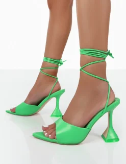 Flash Sale Smokey Lace Up Neon Cake Stand Party Heels 3