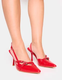Best Sale Smooch Wide Fit Buckle Detail Slingback Mid Heel Court Shoe Wide Fit Heels | Wide Fit Heels