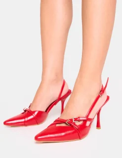 Best Sale Smooch Wide Fit Buckle Detail Slingback Mid Heel Court Shoe Wide Fit Heels | Wide Fit Heels