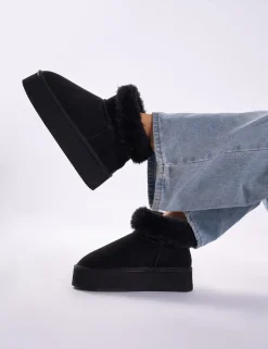 Hot Snowdrop Fur Faux Suede Ultra Mini Ankle Platform Boots Faux Fur Ankle Boots | Flat Boots