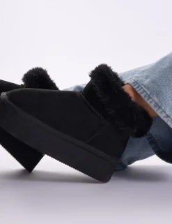 Hot Snowdrop Fur Faux Suede Ultra Mini Ankle Platform Boots Faux Fur Ankle Boots | Flat Boots
