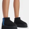 New Snowfall Faux Suede Aztec Trim Ultra Mini Ankle Platform Boots Faux Fur Ankle Boots | Flat Boots