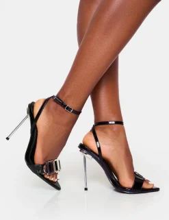 Sale Socialite Pu Buckle Detail Barely There High Heels High Heels