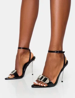 Sale Socialite Pu Buckle Detail Barely There High Heels High Heels