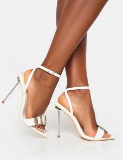 Best Socialite Pu Buckle Detail Barely There High Heels High Heels