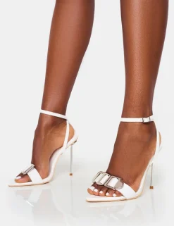 Best Socialite Pu Buckle Detail Barely There High Heels High Heels