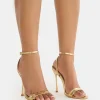 Shop Soho Metallic Barely There Strappy Stiletto Heels Gold Heels | High Heels