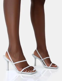 Store Sophia PU Barely There Square Toe Mid Stiletto Heels Barely There Heels | Square Toe Heels