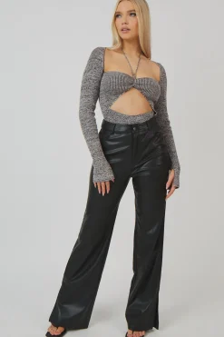 Shop Space Dye Cut Out Strappy Long Sleeve Bodysuit Sculpt & Leisure | Kaiia The Label