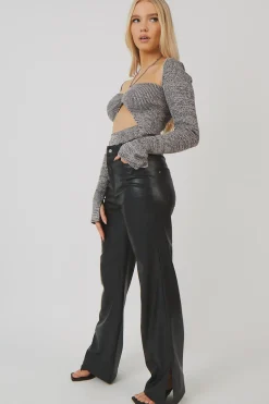 Shop Space Dye Cut Out Strappy Long Sleeve Bodysuit Sculpt & Leisure | Kaiia The Label