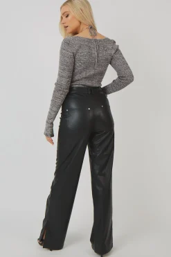 Shop Space Dye Cut Out Strappy Long Sleeve Bodysuit Sculpt & Leisure | Kaiia The Label