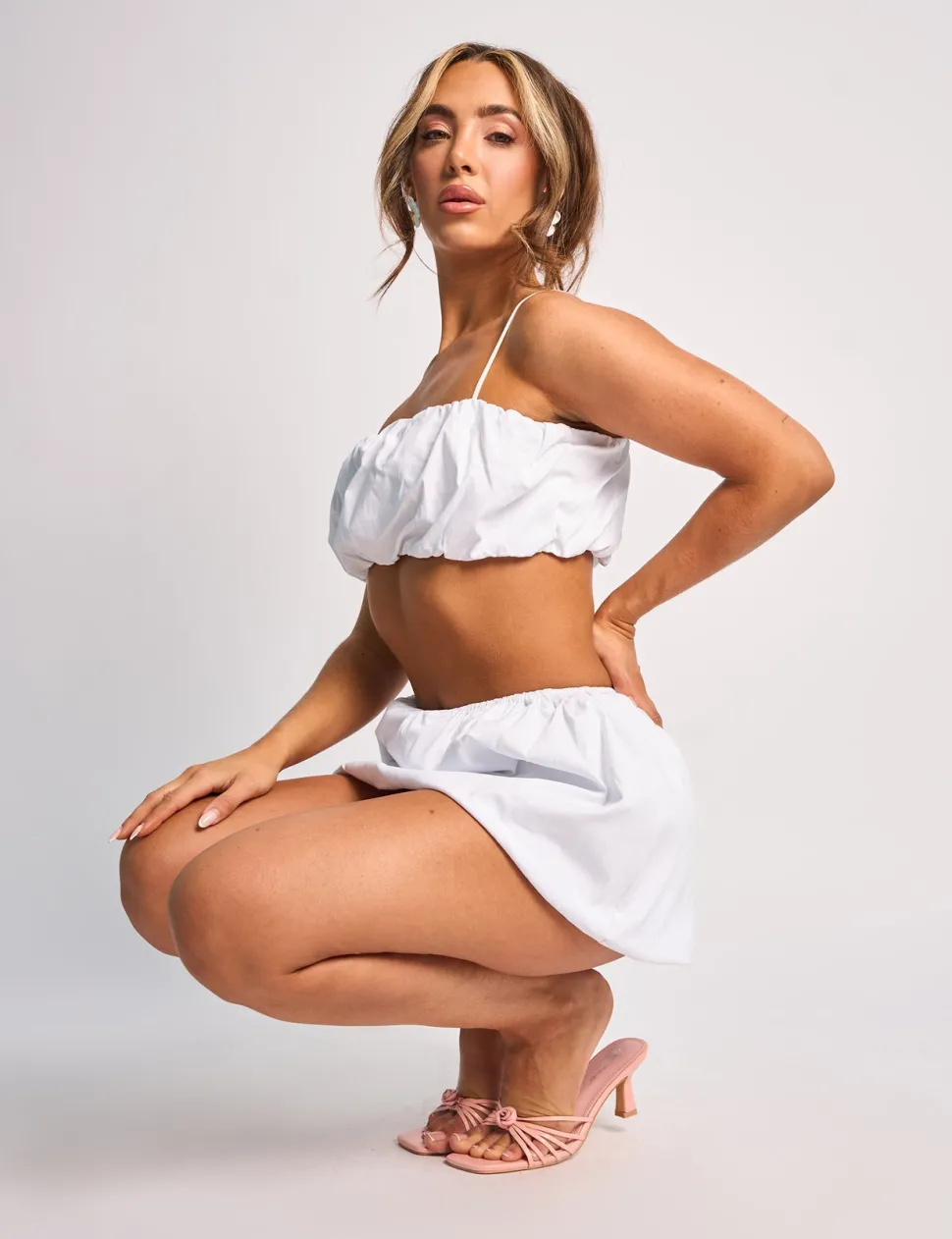 Fashion Spaghetti Strap Balloon Crop Top Co Ord Co-ords | Tops