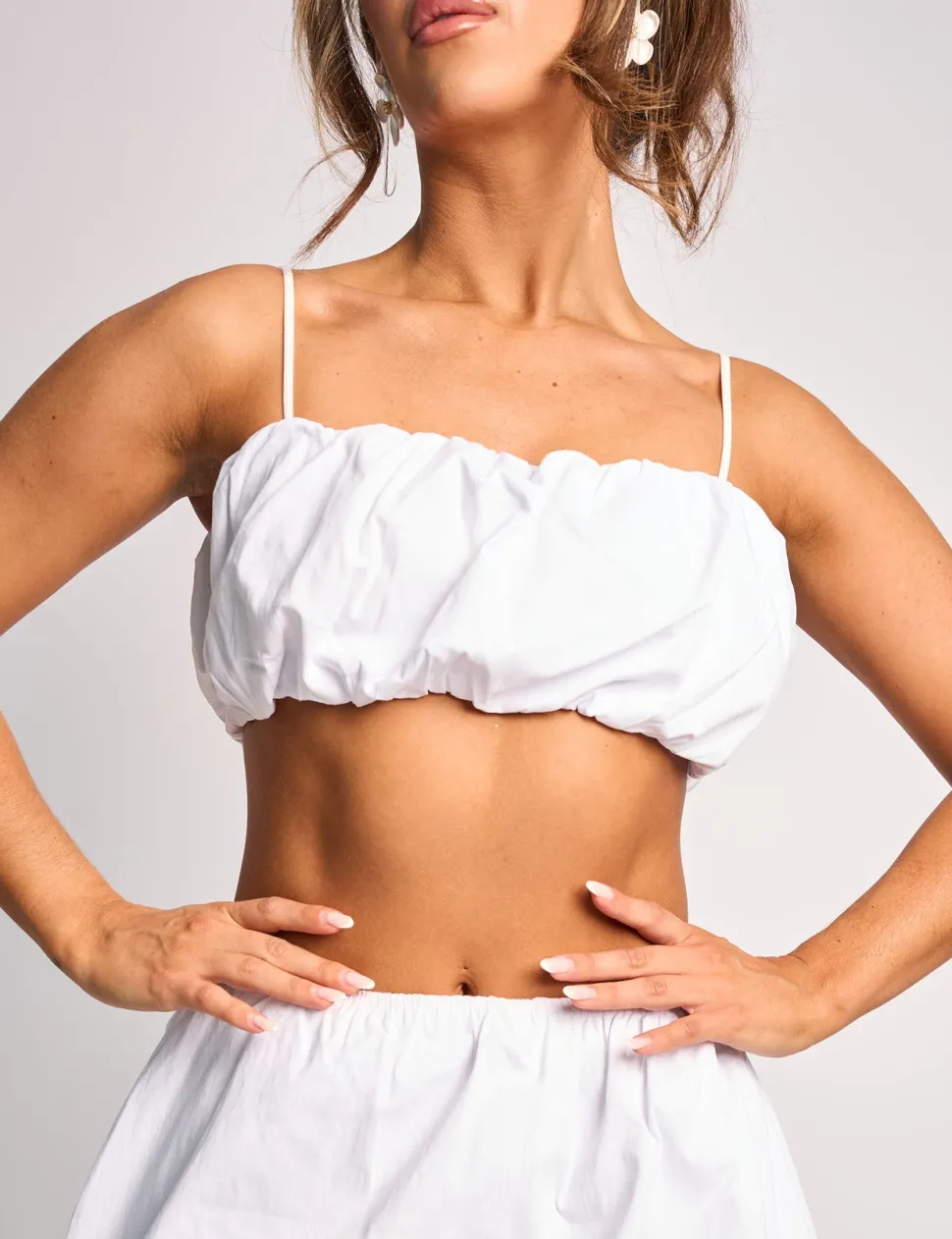 Fashion Spaghetti Strap Balloon Crop Top Co Ord Co-ords | Tops