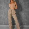 Sale Split Hem Cargo Trousers Stone Sculpt & Leisure | Kaiia The Label