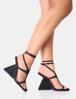 Online Spritz Diamante Encrusted Structured Wedge Diamante Heels | Wedges