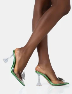 Online Stormi Lime Mirror Metallic Butterfly Diamante Slingback Pointed Court Stiletto Heels Silver Heels | Lace Up Heels