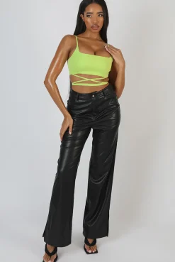 Shop Strappy Square Neck Crop Top Lime Sculpt & Leisure | Kaiia The Label
