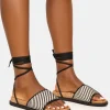 Fashion Super Yacht Patterned Lace Up Sandal Flats