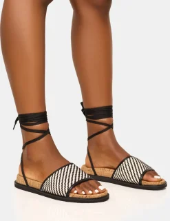 Fashion Super Yacht Patterned Lace Up Sandal Flats
