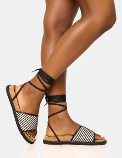 Fashion Super Yacht Patterned Lace Up Sandal Flats