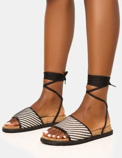 Fashion Super Yacht Patterned Lace Up Sandal Flats