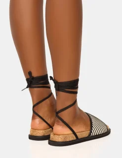 Fashion Super Yacht Patterned Lace Up Sandal Flats