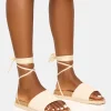 Online Super Yacht Patterned Lace Up Sandal Flats