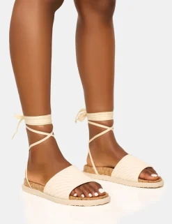Online Super Yacht Patterned Lace Up Sandal Flats