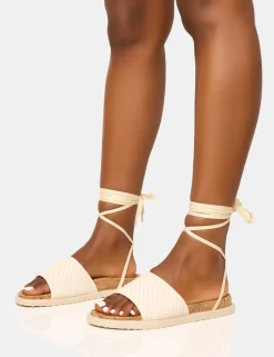 Online Super Yacht Patterned Lace Up Sandal Flats