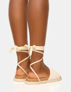 Online Super Yacht Patterned Lace Up Sandal Flats