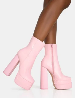 Hot Supine Baby PU Chunky Heeled Platform Ankle Boots Chunky Boots | Ankle Boots