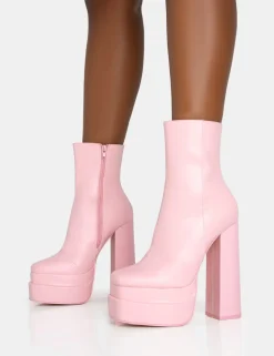 Hot Supine Baby PU Chunky Heeled Platform Ankle Boots Chunky Boots | Ankle Boots