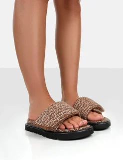 Store Sweeter Nylon Padded Slide Sandals Flats