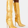 Hot Tai Wide Fit Metallic Pointed Toe Stiletto Knee High Boots High Heels | Wide Fit Boots