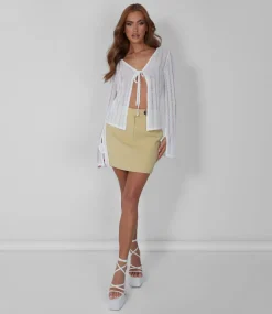 Fashion Tailored Button Detail Mini Skirt Lime Sculpt & Leisure | Kaiia The Label
