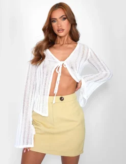 Fashion Tailored Button Detail Mini Skirt Lime Sculpt & Leisure | Kaiia The Label
