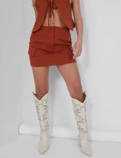 Outlet Tailored Pocket Detail Mini Skirt Rust Sculpt & Leisure | Kaiia The Label
