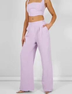 Shop Tailored Wide Leg Trousers Lilac Sculpt & Leisure | Kaiia The Label