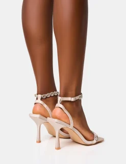 Fashion Tameika Diamante Strap Barely There Mid Heels Barely There Heels | Diamante Heels
