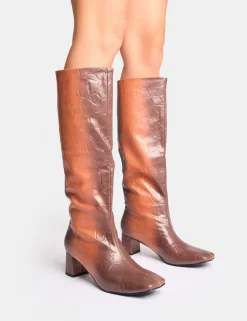 Discount Tamira Ombre Block Heel Knee High Boots Block Heels | Heeled Boots