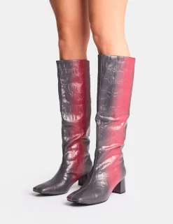 Outlet Tamira Ombre Block Heel Knee High Boots Block Heels | Heeled Boots