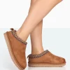 Best Tamsin Tan Faux Suede Embroidered Slipper Boots Flats | Faux Fur Ankle Boots