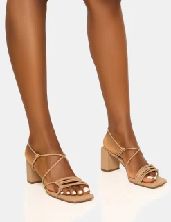Best Taryn Nude Knotted Upper Block Mid Heel Sandals Block Heels | Mid Heels