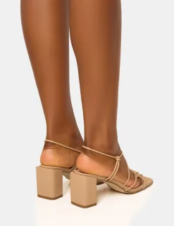 Best Taryn Nude Knotted Upper Block Mid Heel Sandals Block Heels | Mid Heels