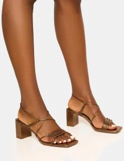 New Taryn Wide Fit Knotted Upper Block Mid Heel Sandals Wide Fit Block Heels | Wide Fit Heels