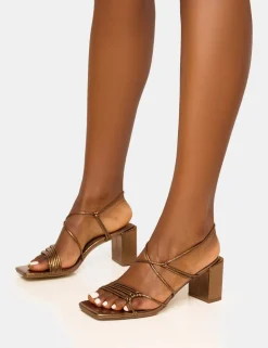 New Taryn Wide Fit Knotted Upper Block Mid Heel Sandals Wide Fit Block Heels | Wide Fit Heels
