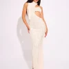 Online Textured Asymmetric Cut Out Maxi Dress Dresses